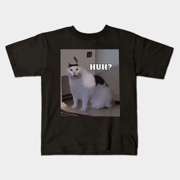 Huh Cat Meme Kids T-Shirt by LaroyaloTees